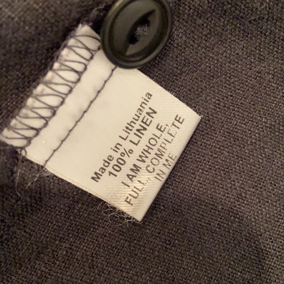 Flax 100% Linen Grey Button Down Top - Picture 3 of 3